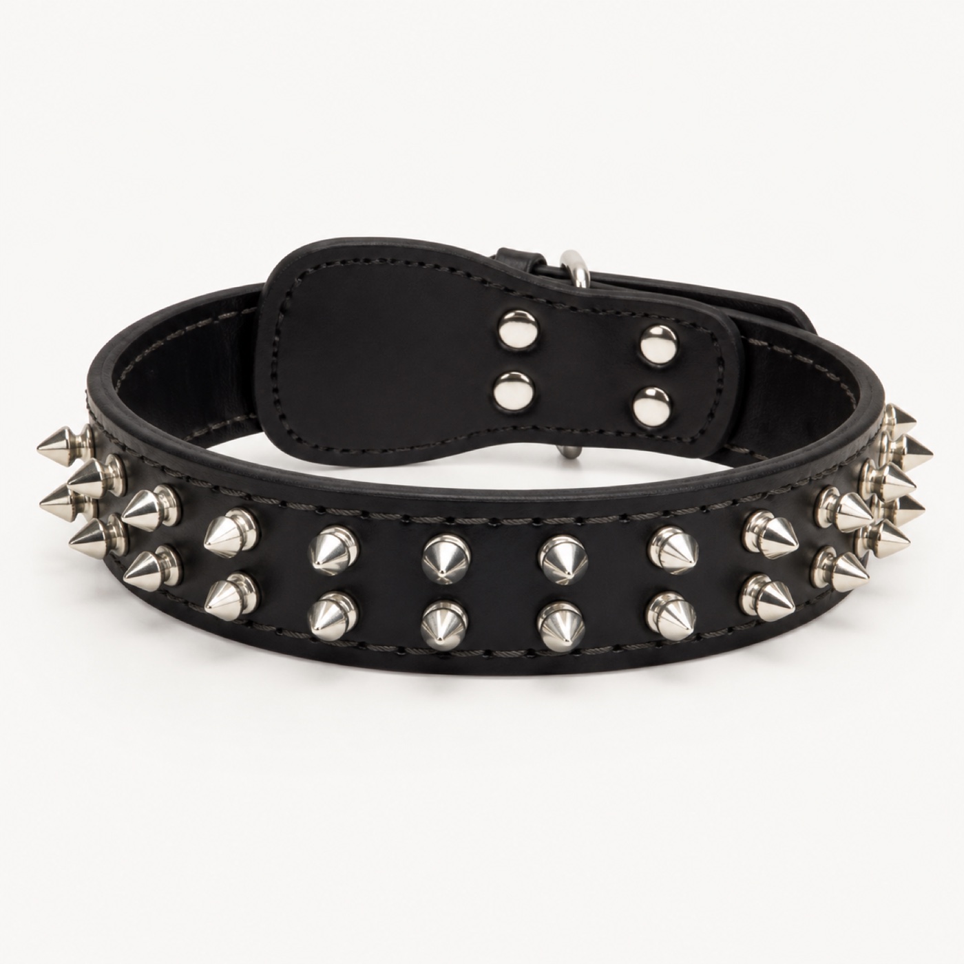 Black Spiked Leather Dog Collar